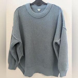 Aerie Oversized Blue Knit Sweater Slouchy Cozy Medium